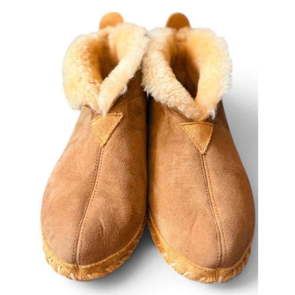 L.L.Bean Slipper Booties Men 10 Brown Wicked Good Sheepskin Shearling Suede